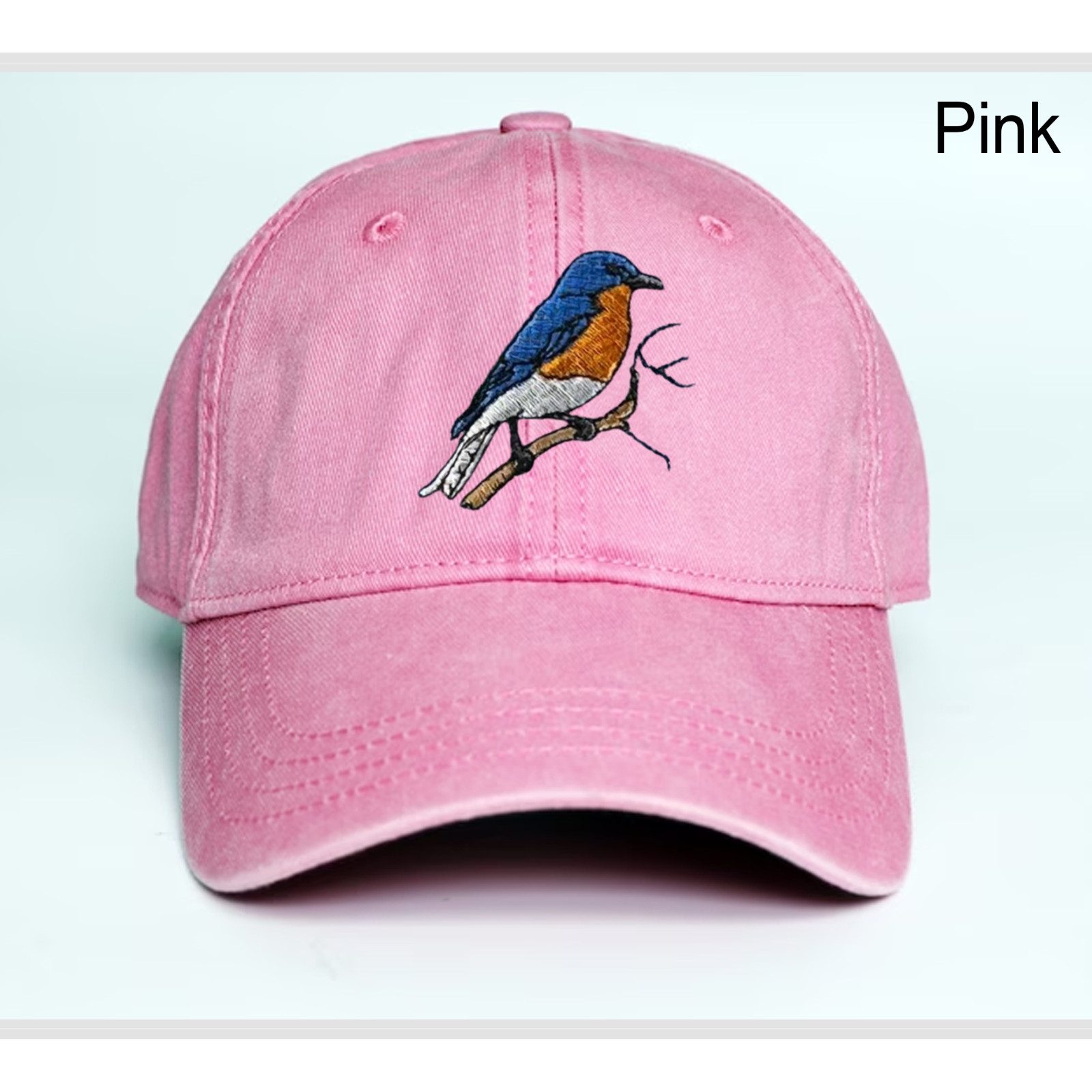 BlueBird Embroidered Baseball Hat, Low Profile Dad Cap, Eastern Blue Bird, Gift