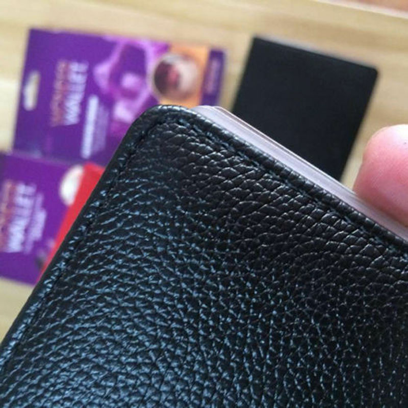 Wonder Wallet Amazing Slim RFID Wallet As Seen on TV Black Leather Wonder Wallet