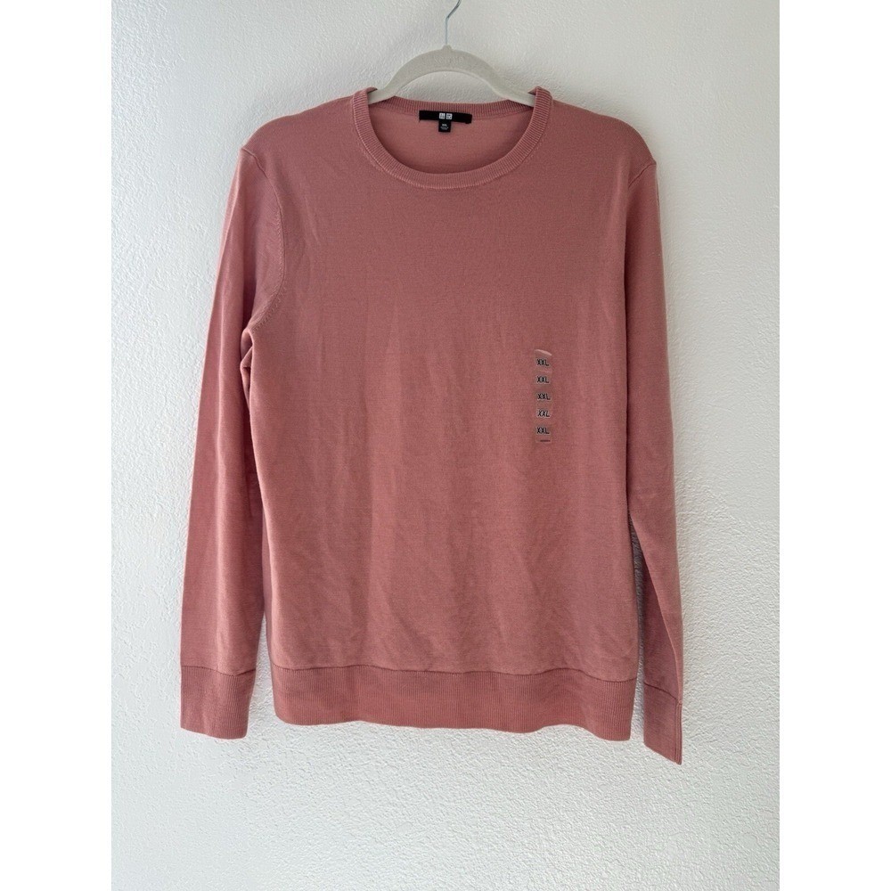 Uniqlo Pullover Basic Wool Crewneck Lightweight Layering Sweater Pink Size XXL