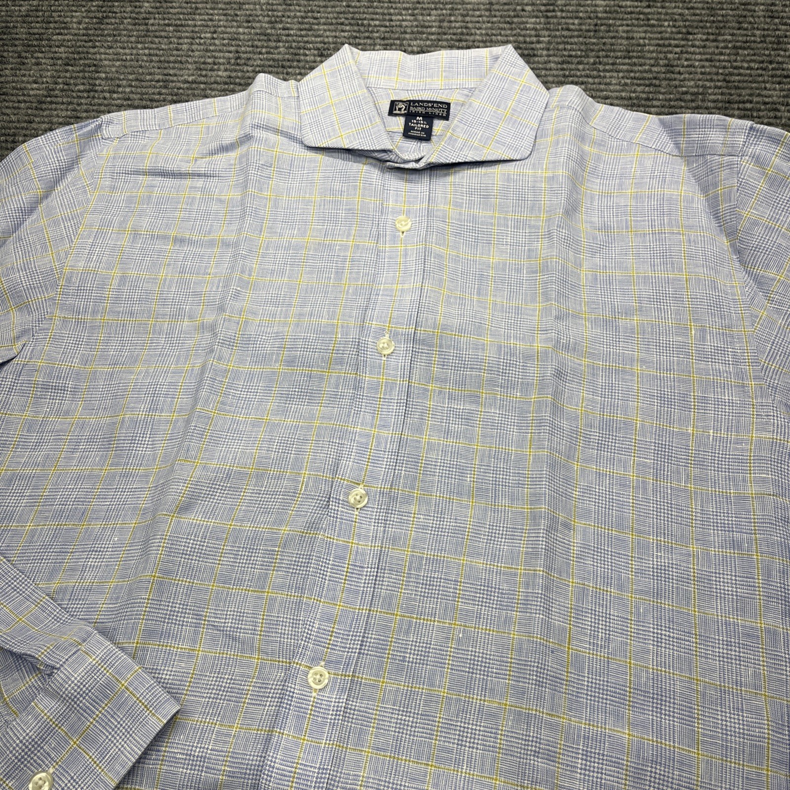 Lands End Baird McNutt Irish Linen Button Up Shirt M Mens Tailored Fit 15 – 15.5
