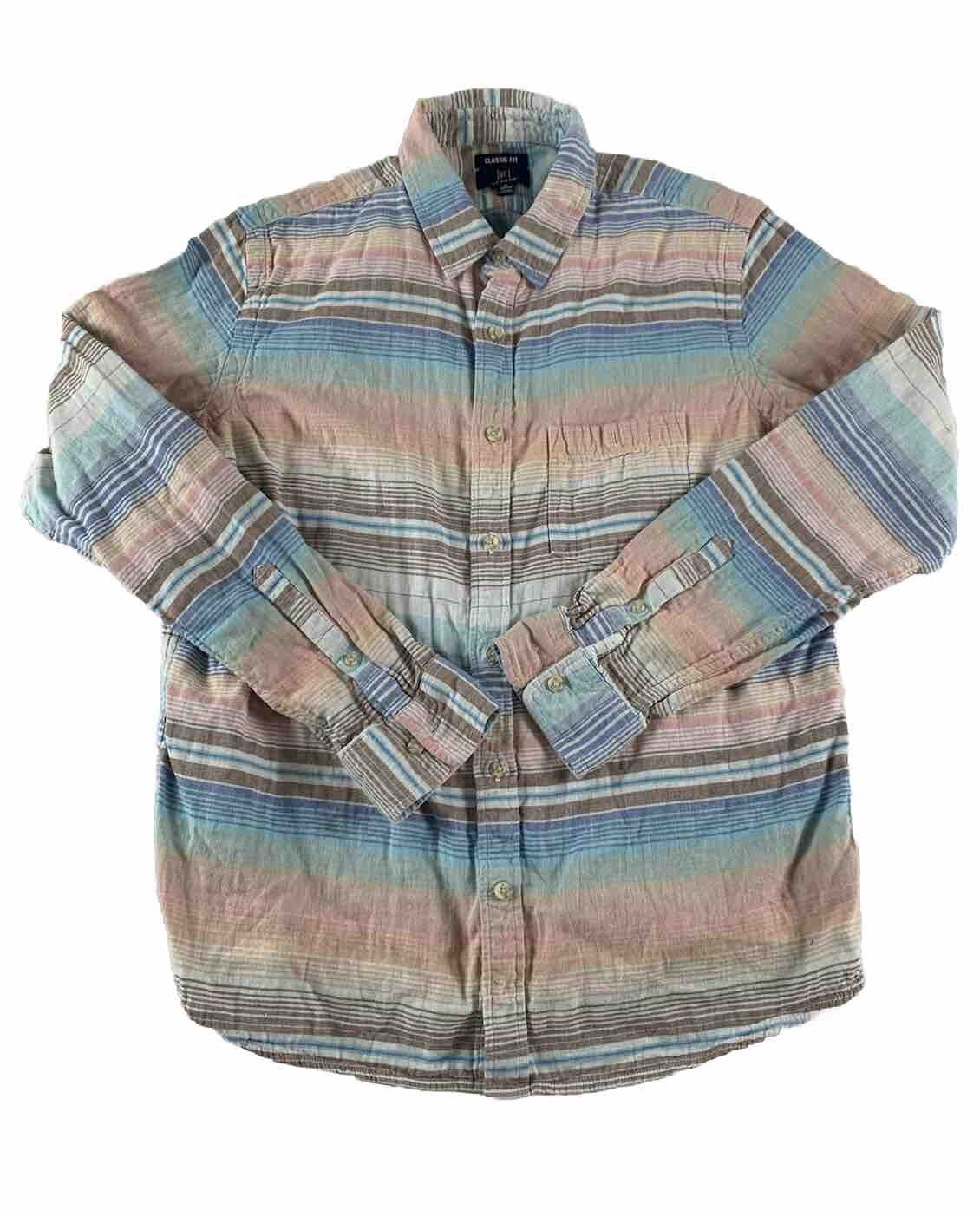 George Shirt Mens Medium Striped Colorful Button Up M