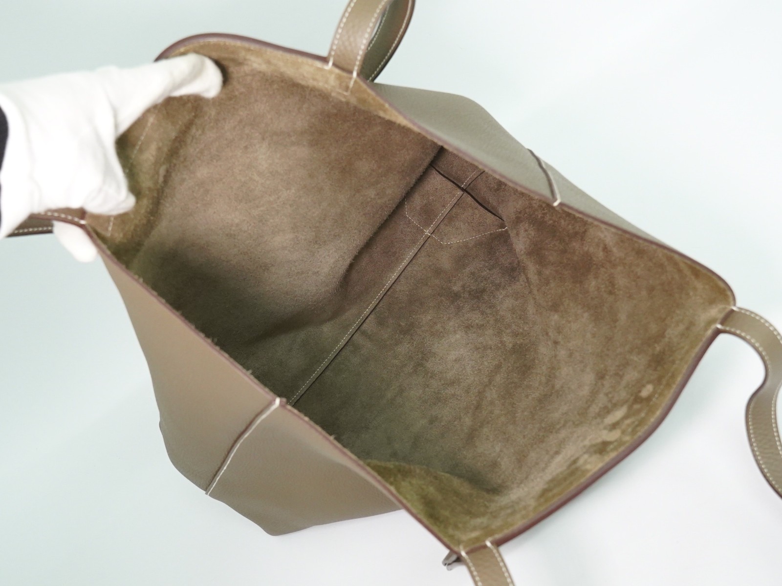 HERMES Cabasellier 46 Leather Shoulder Bag Tote Bag Etoupe
