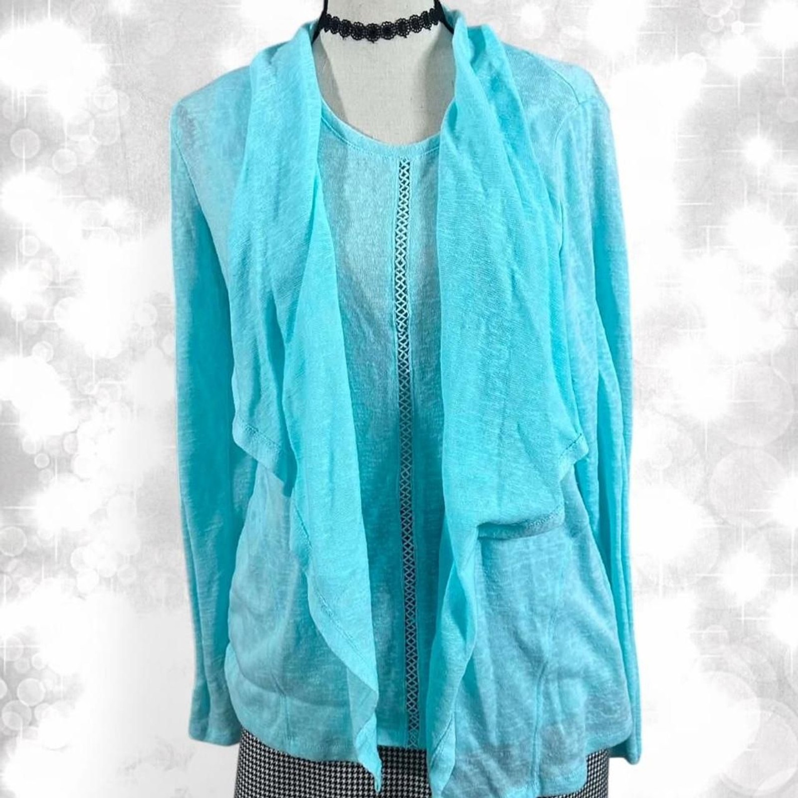 Fairycore Whimsical Sky Blue Top and Cardigan Combination With Ruffle