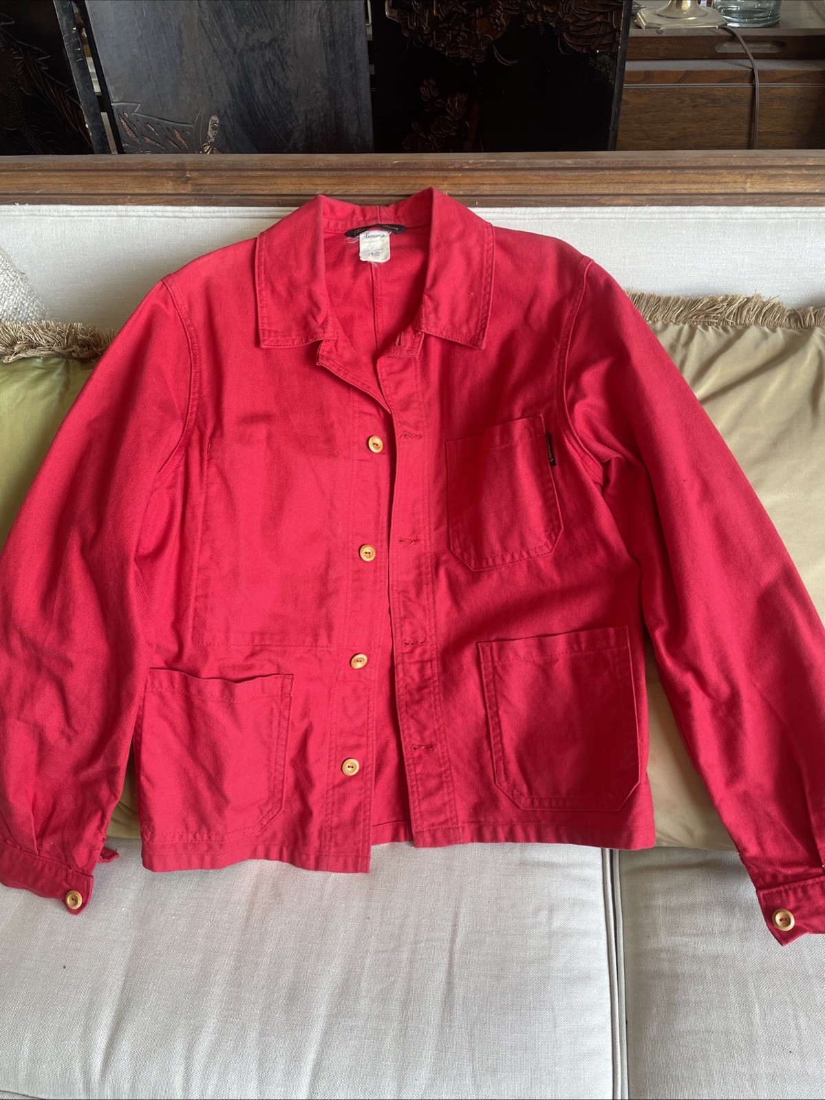 Le Laboureur French Chore Coat Red Sz 42