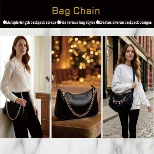 14pcs Gold Purse Chain Strap Set with Cute Mini Bag Charms &nti-Theft Zipper A