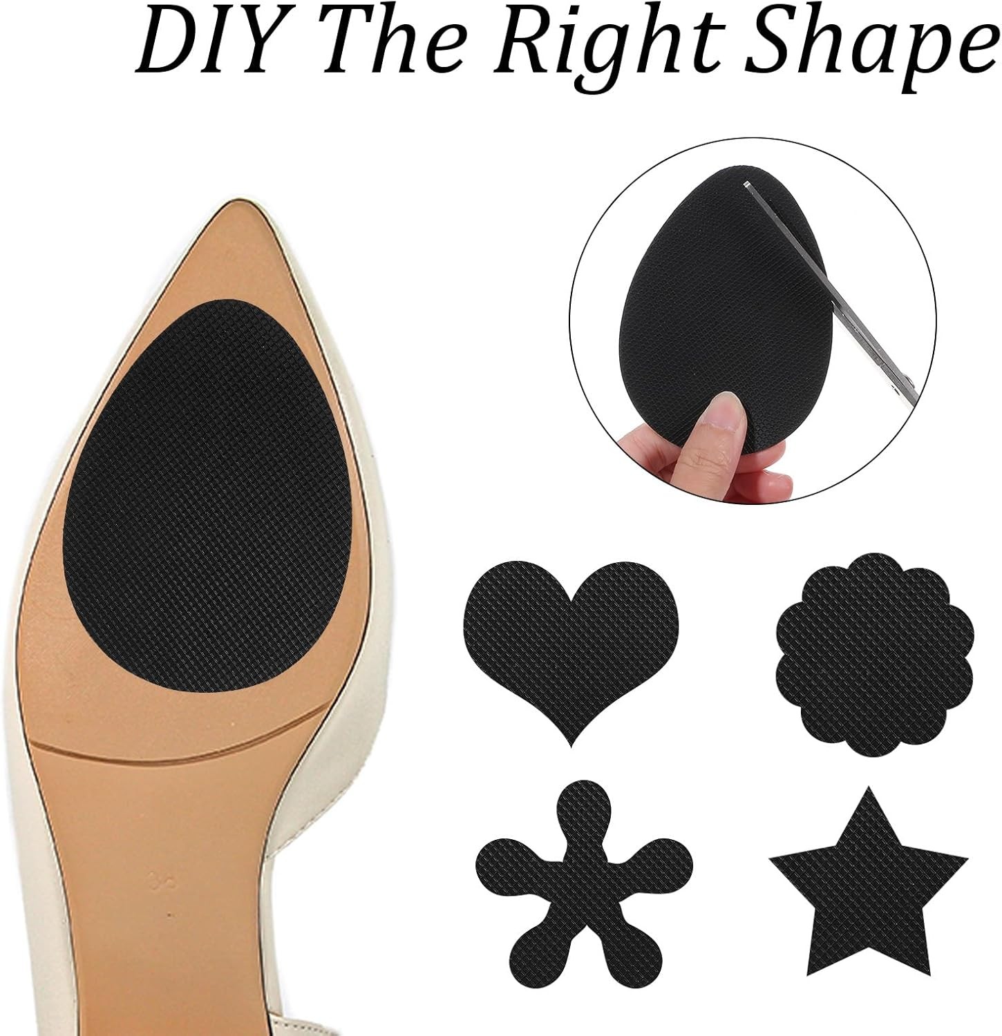 24 Pcs Non-Slip Shoe Pads Self Adhesive Sole Protector Heel Grips Black