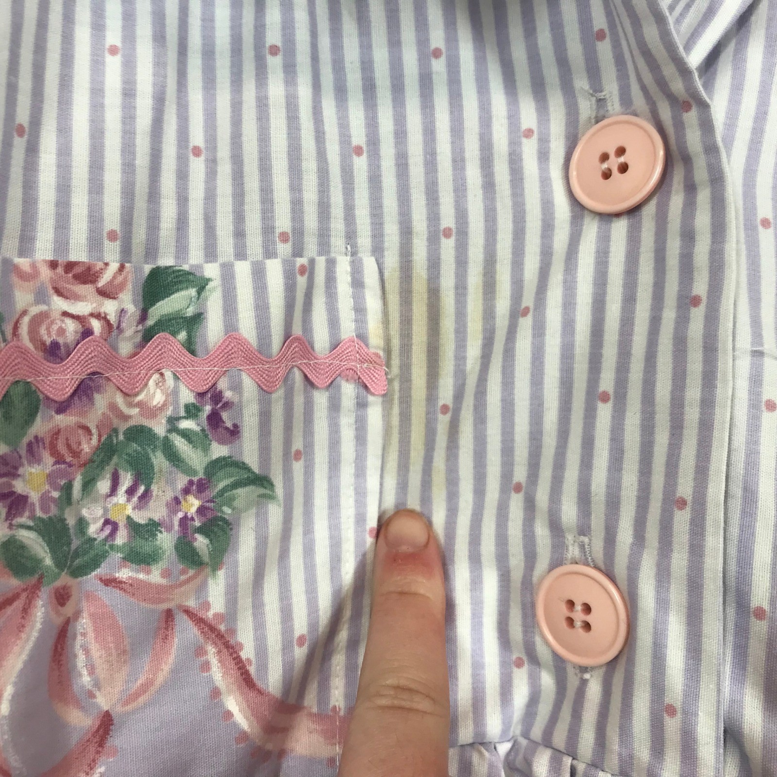 Homemade Kids Girls Vintage Pastel Striped Floral Dress