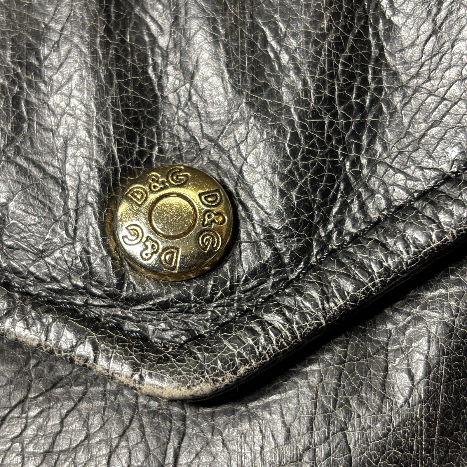 Designer DOLCE & GABBANA Men’s D&G Multi Zippers Leather Biker Jacket 50 Vtg 90s