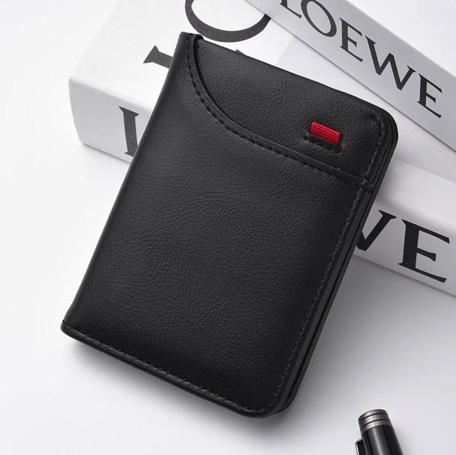 1pc Ultra-Thin Mini PU Leather Men’s Wallet Vertical Credit Card Holder – NEW