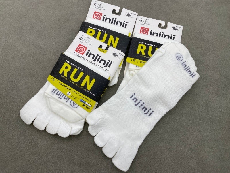 4 Pairs Men Injinji White RUN Performance Thin No Show Toe Socks Size XL