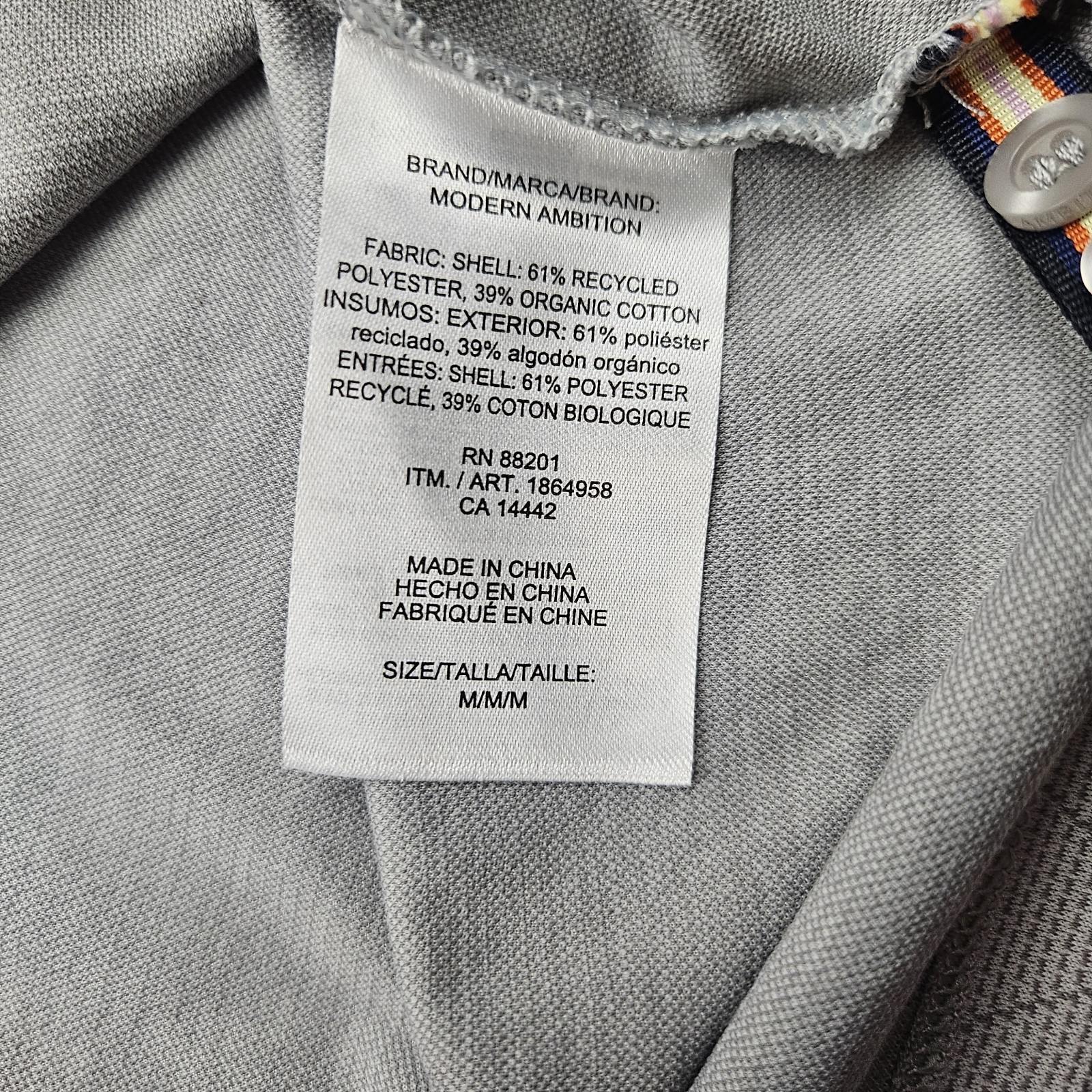 MODERN AMBITION Short Sleeve Gray Diamond Polo Shirt Mens Size Medium New