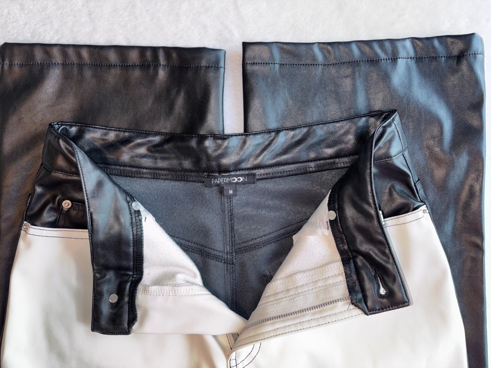 PaperMoon Two Tone Faux Leather Colorblock Pants M