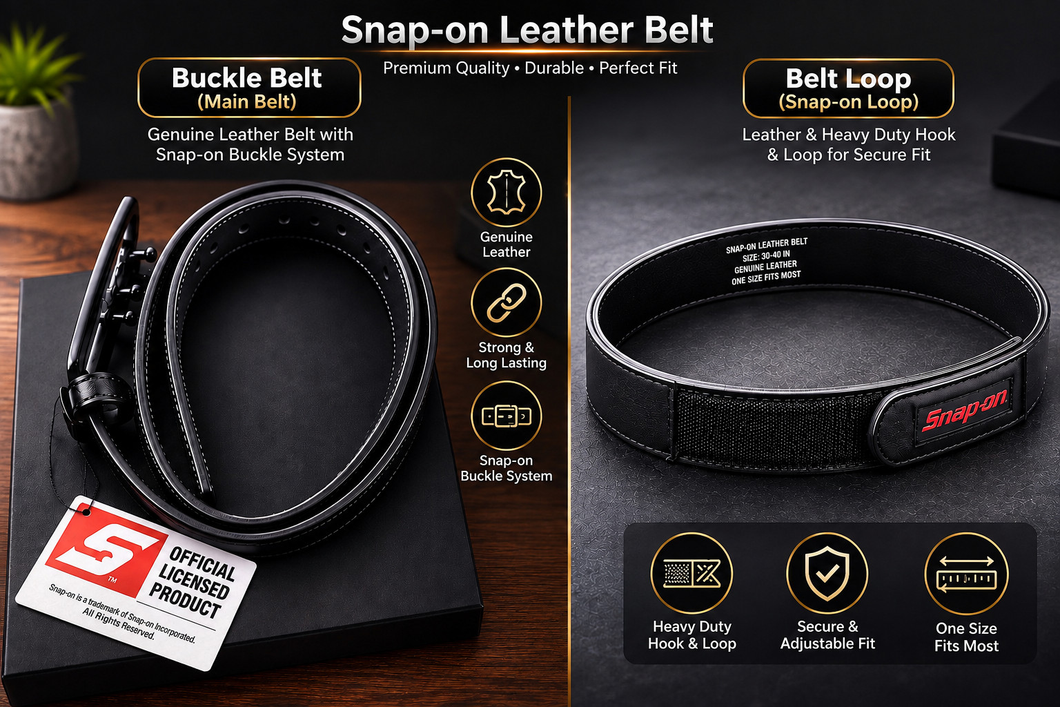 Heavy-Duty Leather Snap-On Buckle /Hook & Loop Belt Buy More & Save Up To 55% ✅