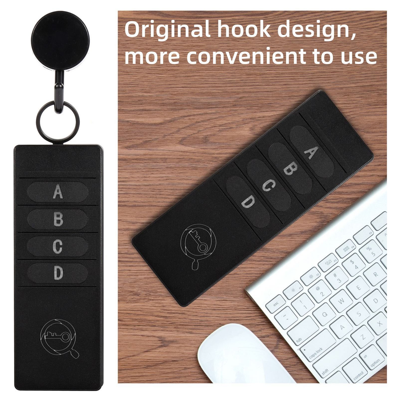 4-in-1 Wireless 75-80db Alarm Key Finder Black ABS Key Wallet Tracker Accessory