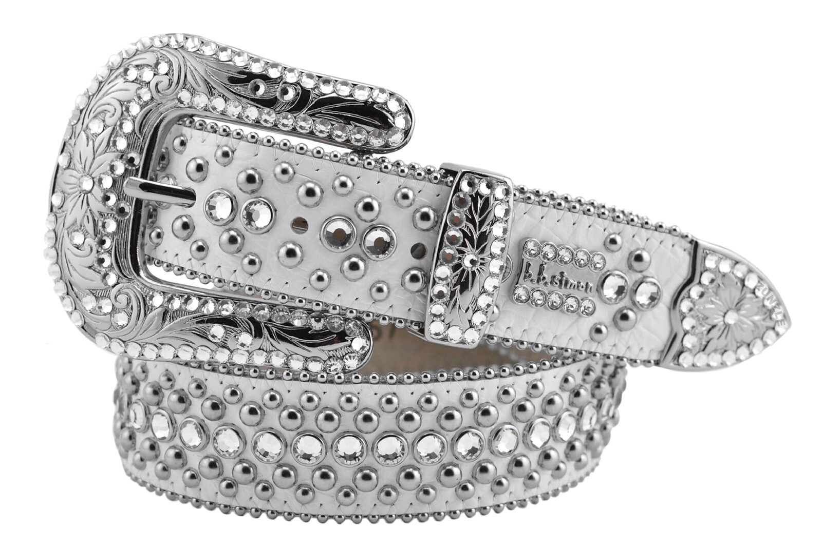 BB Simon Veronica Belt Clear Ice Crystal White Silver Rap 30 32 34 36 38 40 42