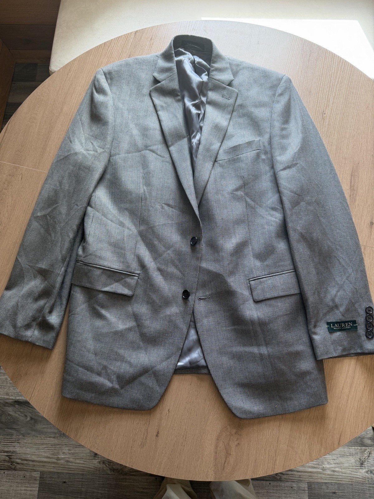 RALPH LAUREN Lauren Gray Houndstooth Men’s Blazer 42L Single-Breasted 2-Button