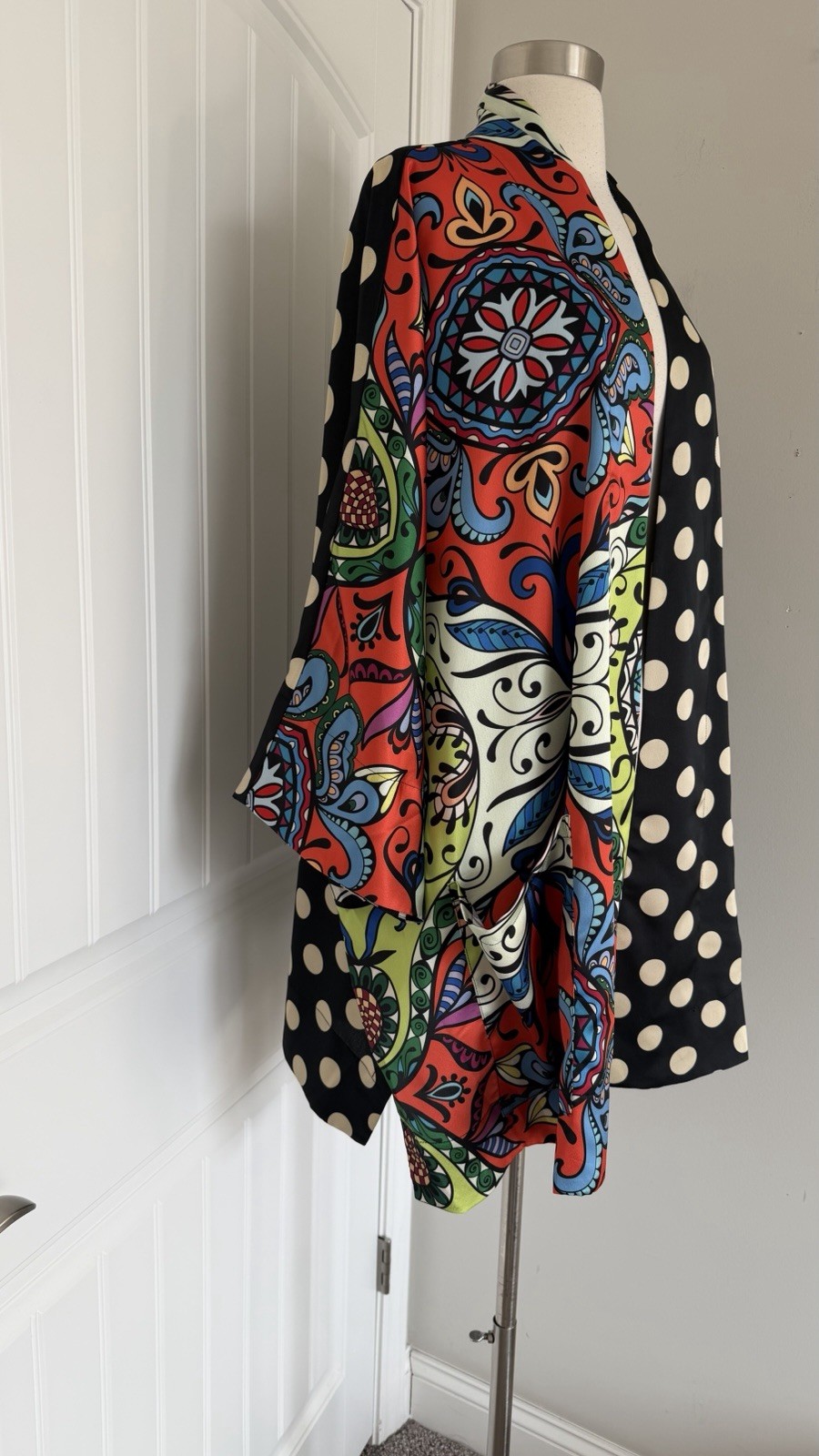 ALEMBIKA OPEN FRONT POLKA DOT MULTI COLOR OPEN FRONT KIMONO TOP JACKET SIZE 2X