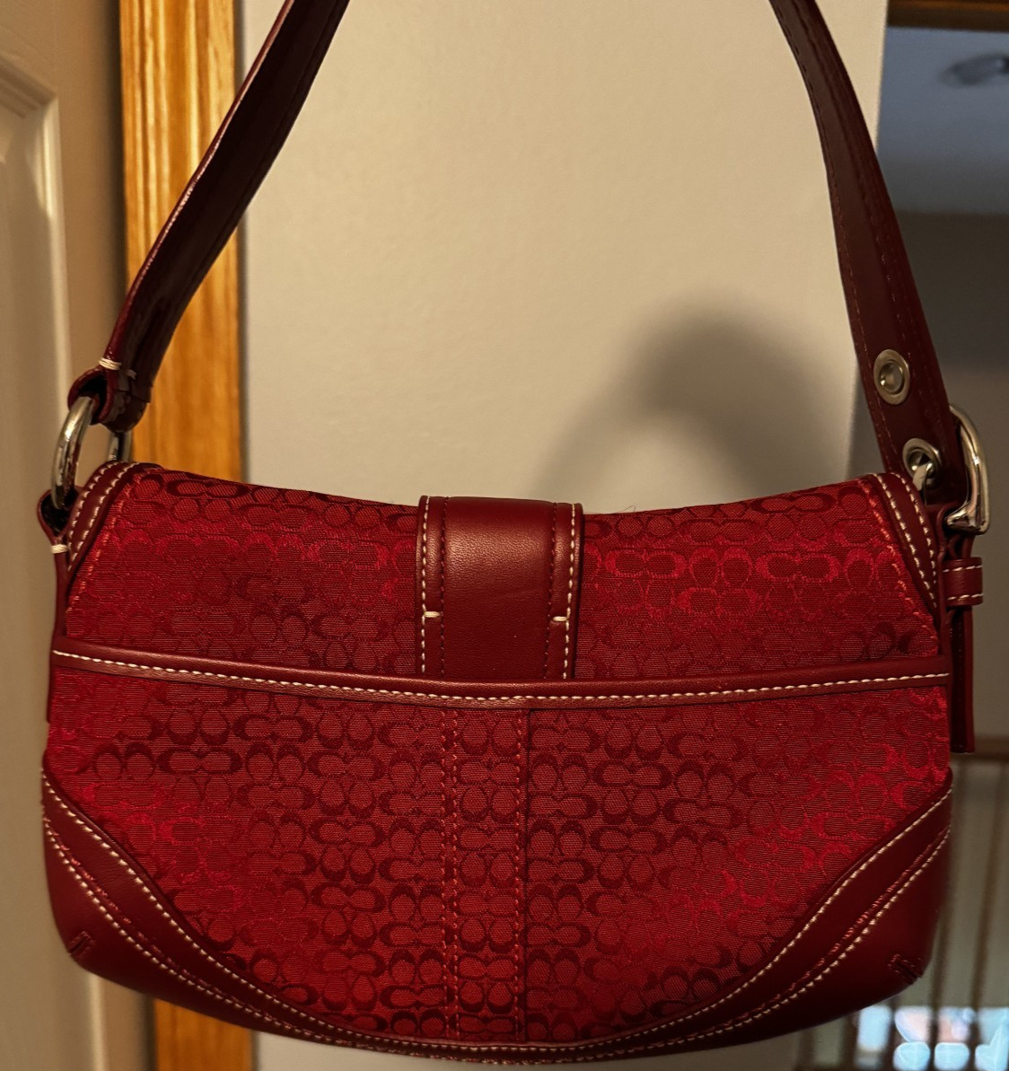 Coach F10925 SMALL Vintage Cherry Red Soho Y2K Signature C Canvas & Leather Bag