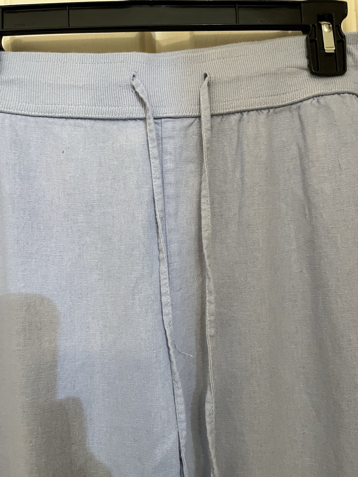 Ellen Tracy Women’s Blue Linen Solid Pull-On Drawstring Pants w/ Pockets XL