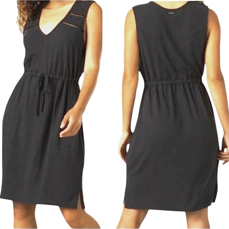 Prana Cozy Up Korrine Dress Sleeveless Pockets – Hemp Gray Black Size XS – $89