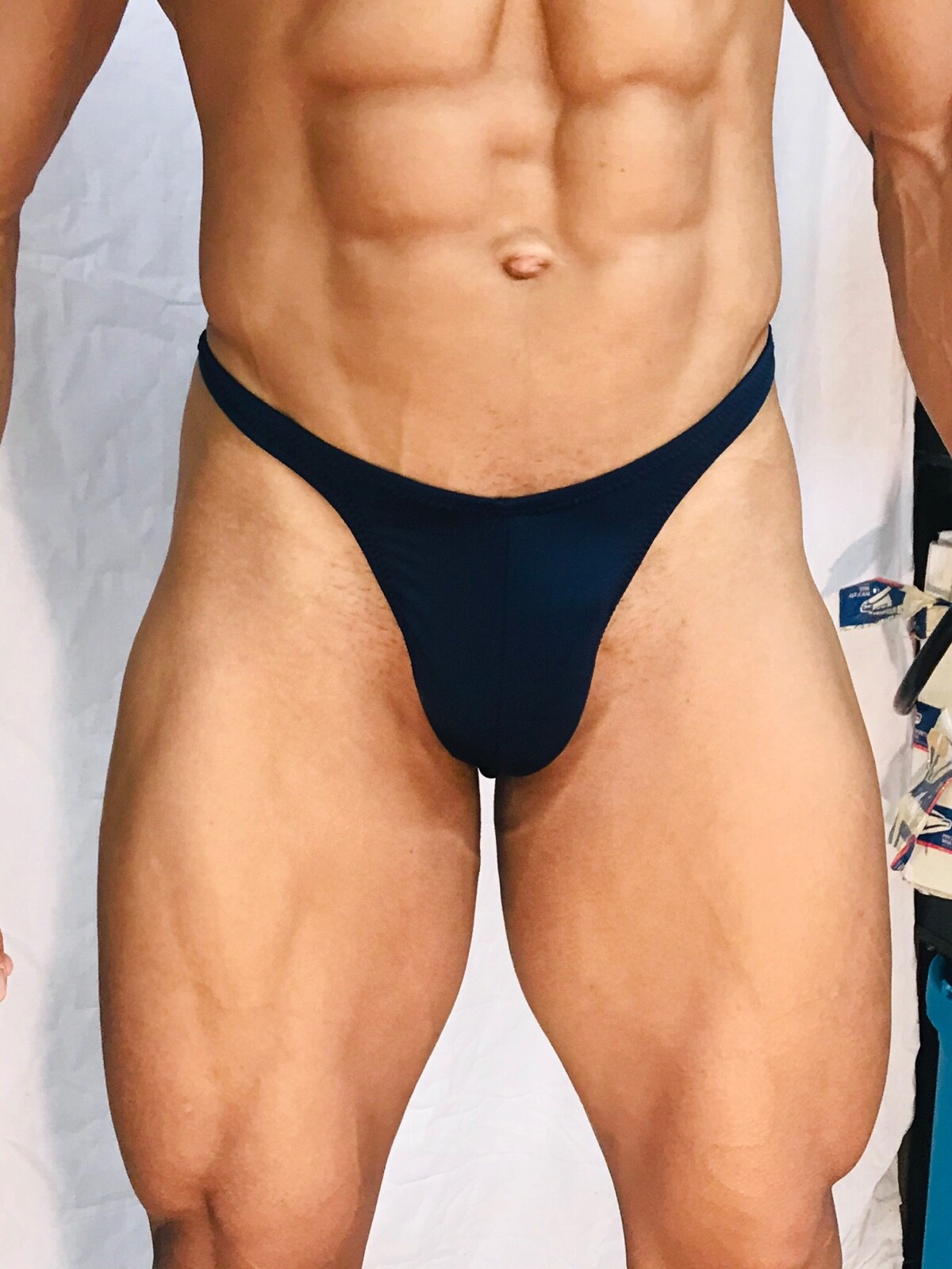 mens black spandex thong with seam/pouch front custom made to any size FreeShip