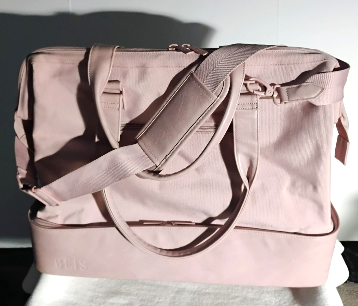 Beis XL (19″) Weekender Atlas Pink Canvas & Vegan Leather Bag