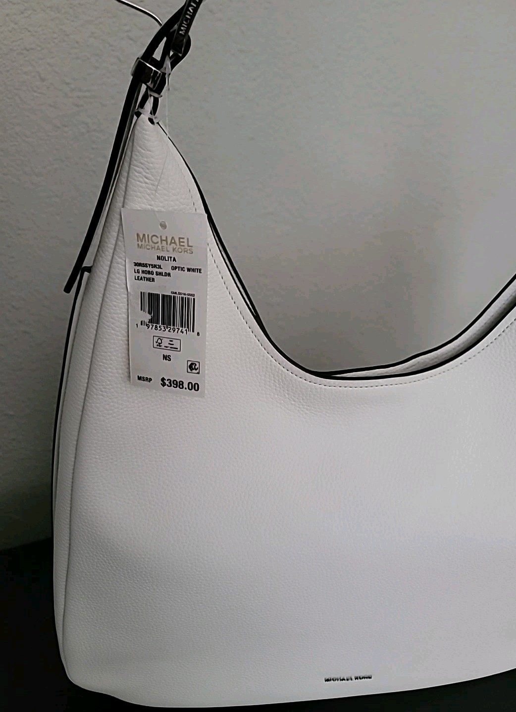 Michael Kors Nolita Pebbled Leather Hobo Shoulder Bag Large In Optic White