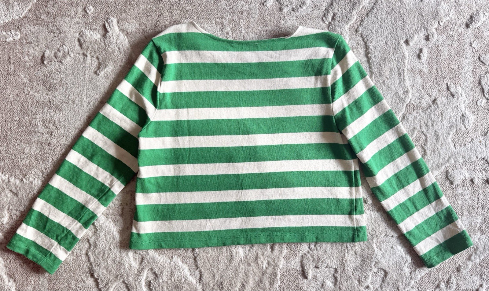 Sézane Colette Marinière Striped Top Ecru Bright Green 100% Cotton Size XS
