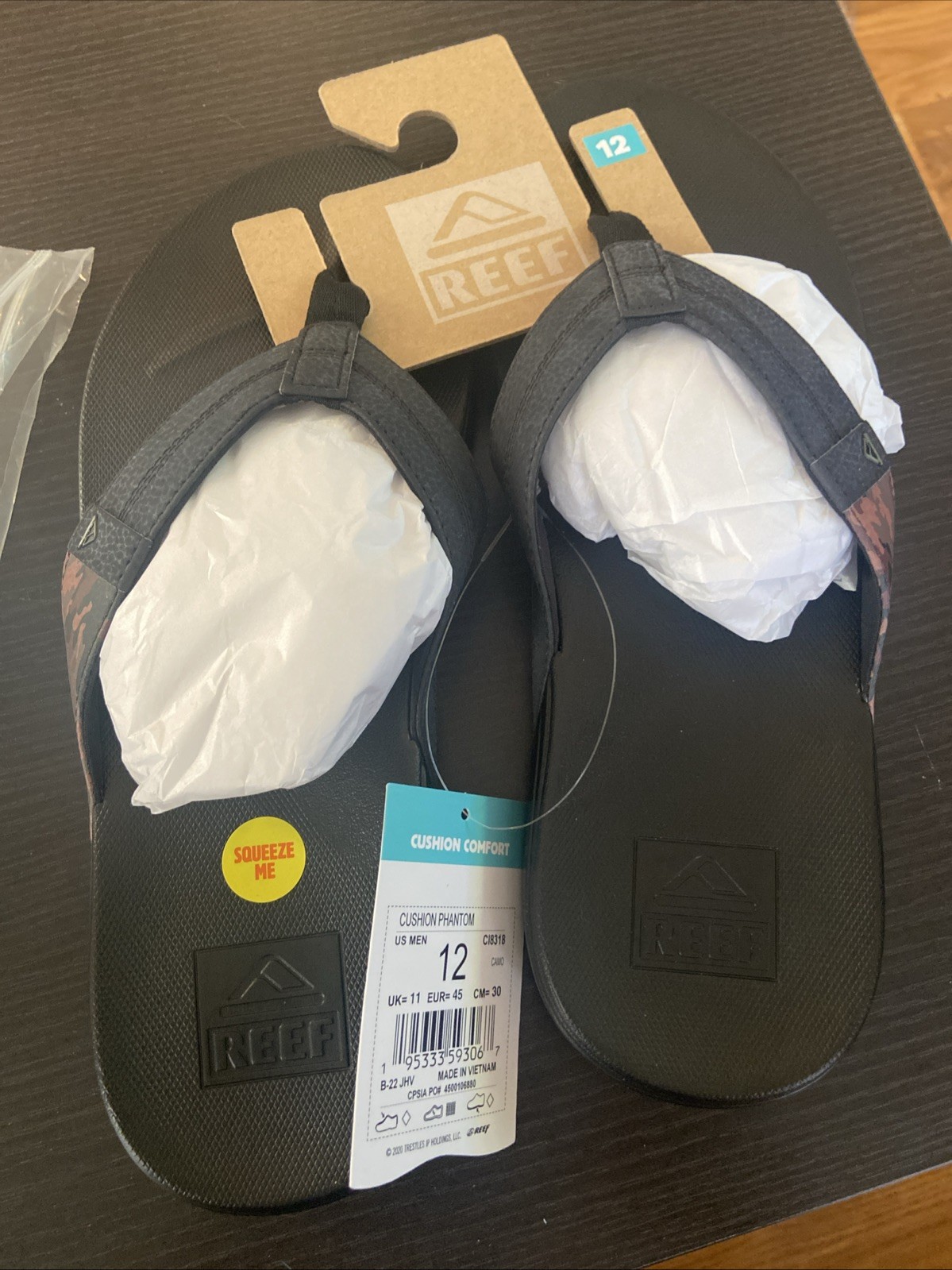 Size 12 Reef Men’s Cushion Phantom Flip Flop Sandal Camo CI8318