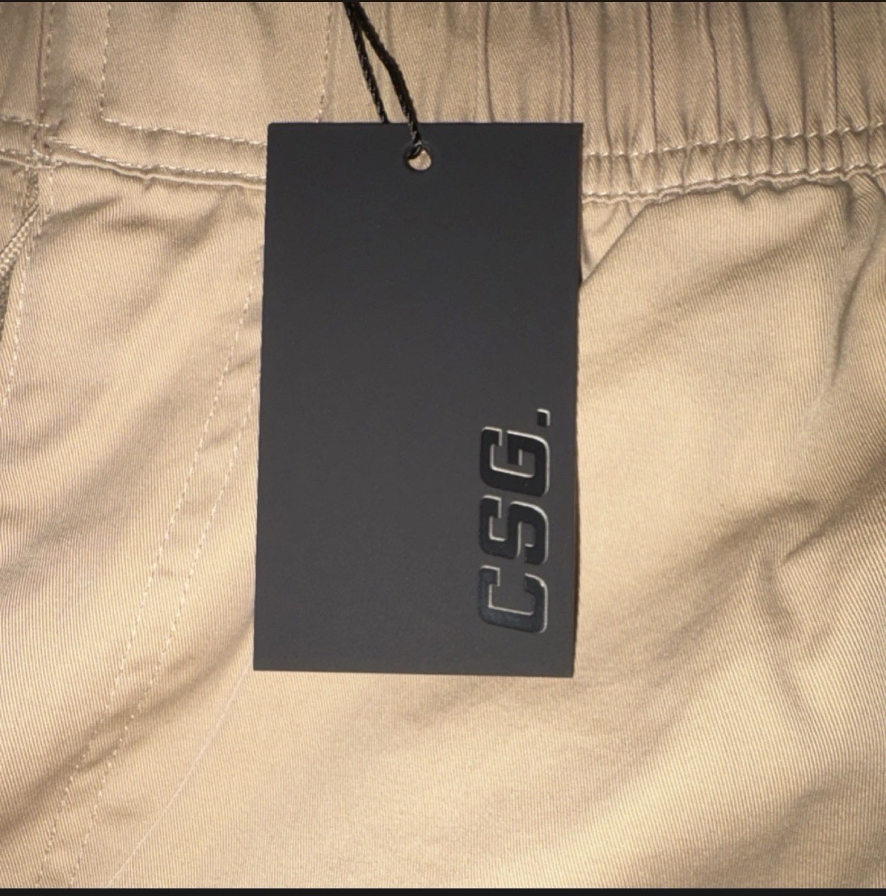 CSG Men’s Beige Cargo Pants L Regular Standard Fit Tapered Elastic SALE!