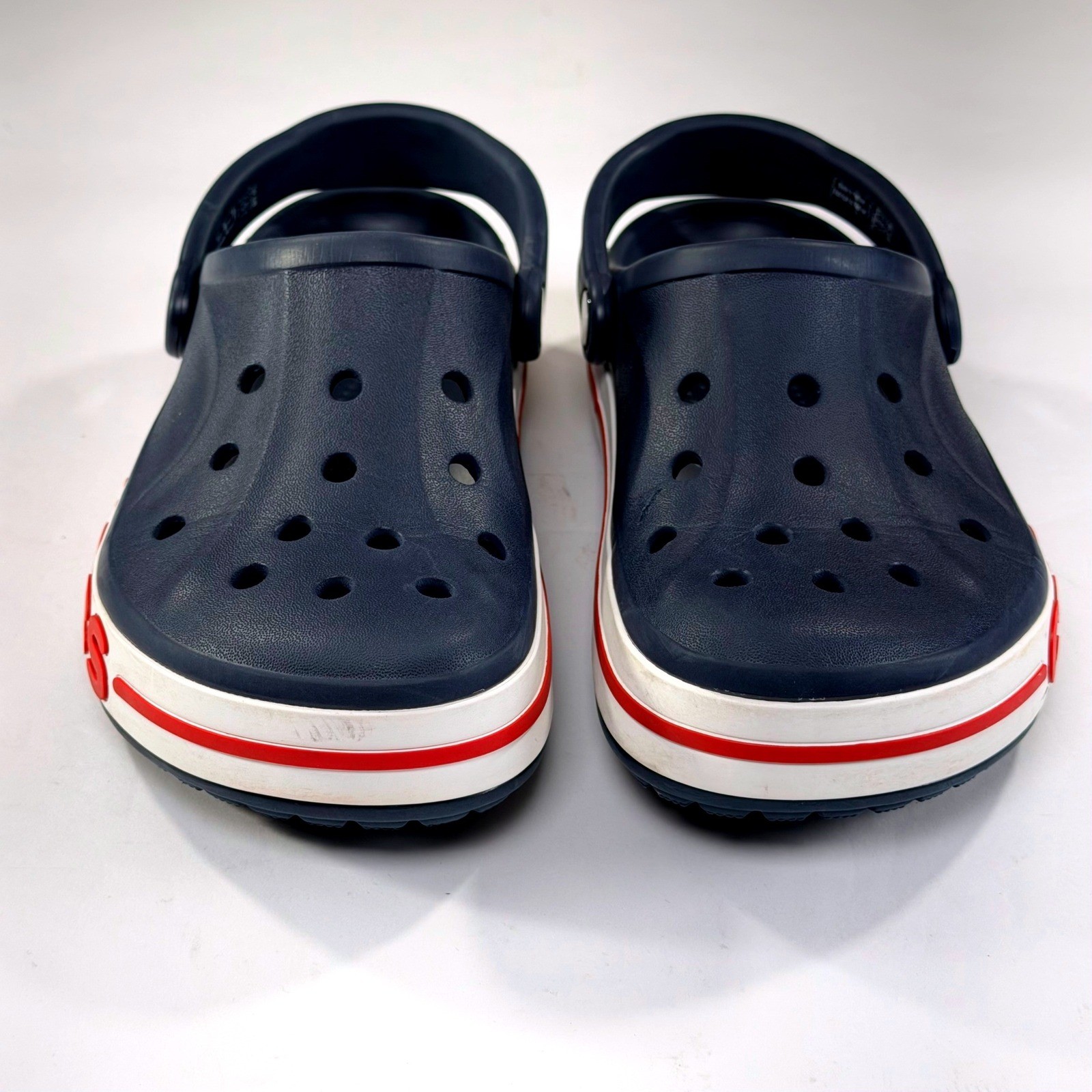Crocs Bayaband Clogs Mens 5 Womens 7 Blue Red White Slip On Unisex Comfort Shoes