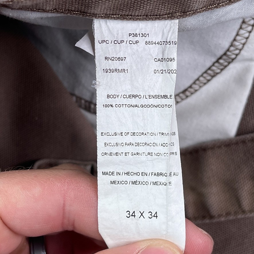 Dickies Pants Mens 34×34 Brown Carpenter Utility Canvas Workwear Hammer Loop