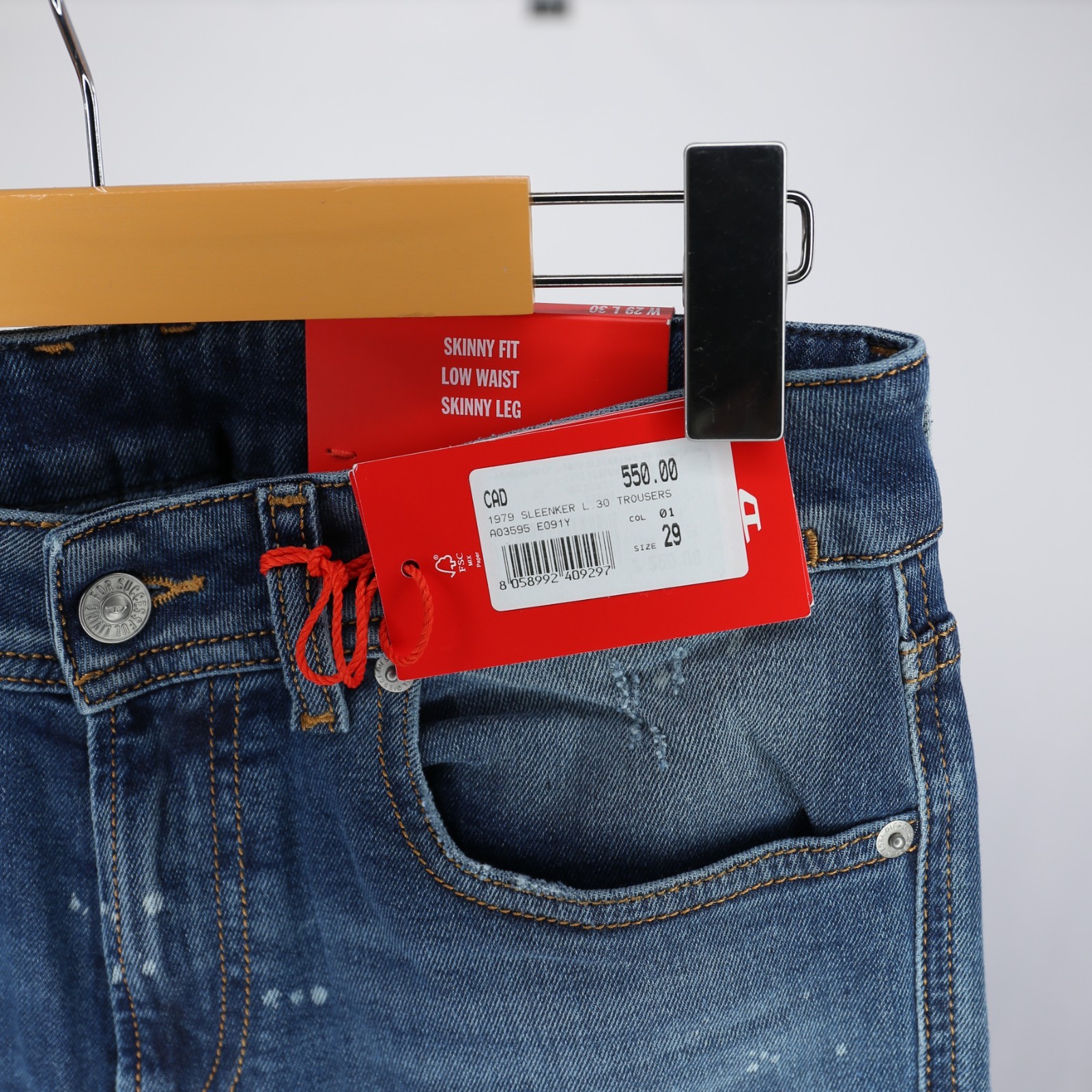 Diesel Mens Jeans 1979 Sleenker Trousers Skinny Leg Low Rise Blue Size NWT