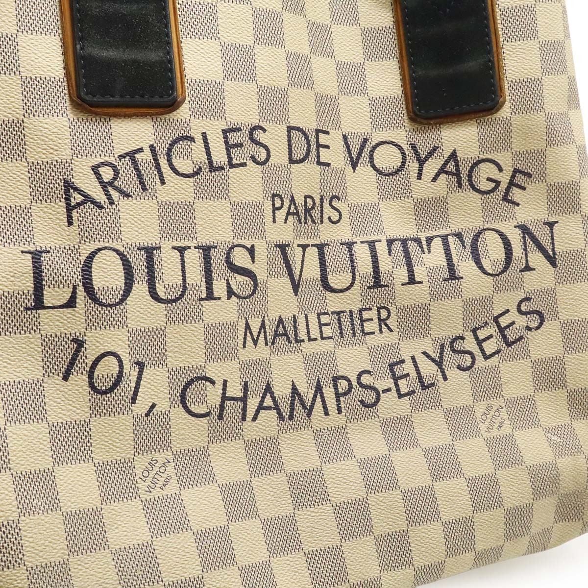 Louis Vuitton Damier Azur N41179 Tote Check Canvas Ivory Unisex Bag #BLB2062
