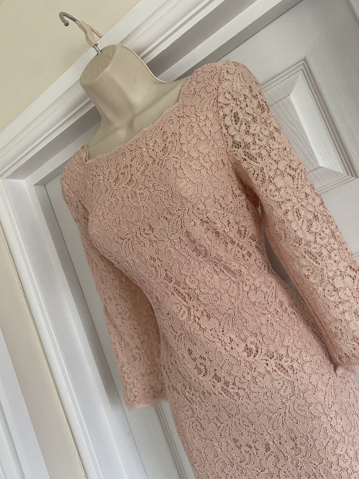 ADRIANNA PAPELL NEW YORK BNWT APPLIQUÉ LACE SIZE 8/10 BLUSH WIGGLE PARTY DRESS