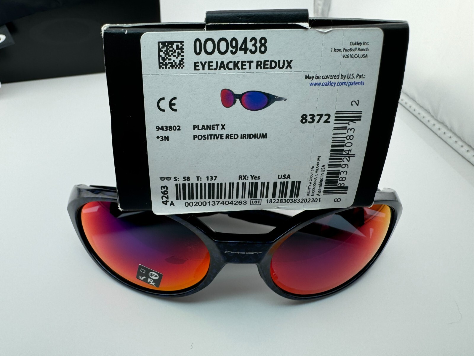 OAKLEY EYE JACKET REDUX PLANET X POSITIVE RED IRIDIUM SUNGLASSES OO9438-02 RARE