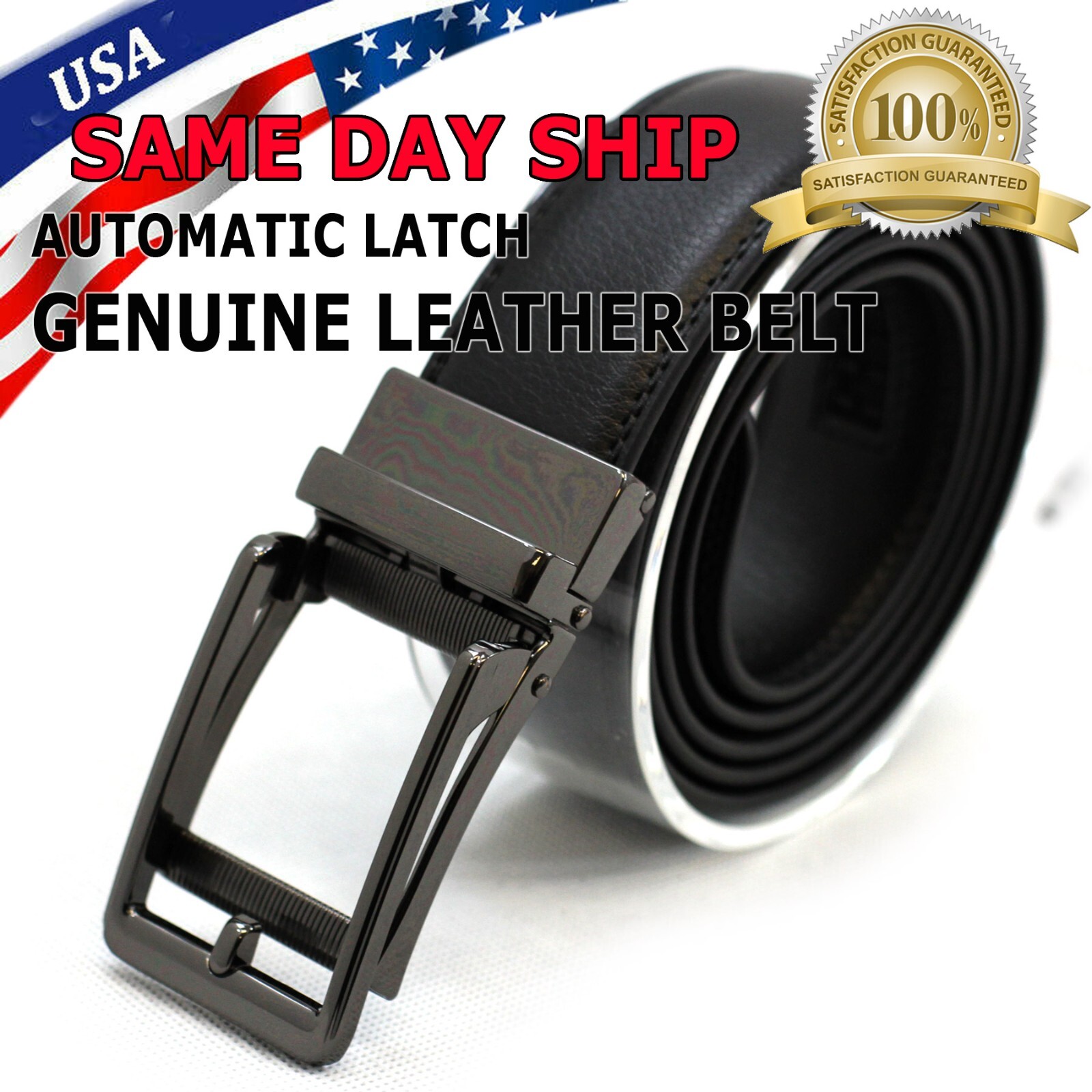Men’s Ratchet Belt Genuine Leather Mens Belt with Slide Ratchet Belts for men