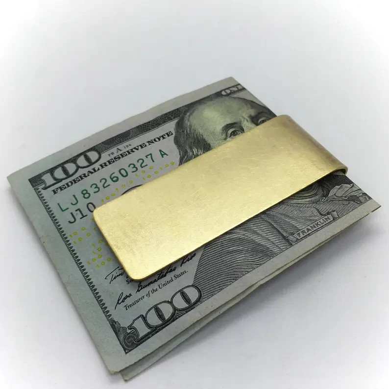 approximately 2″ inch Plain long Money Clip 18K Yellow Gold Over Unisex 1PC