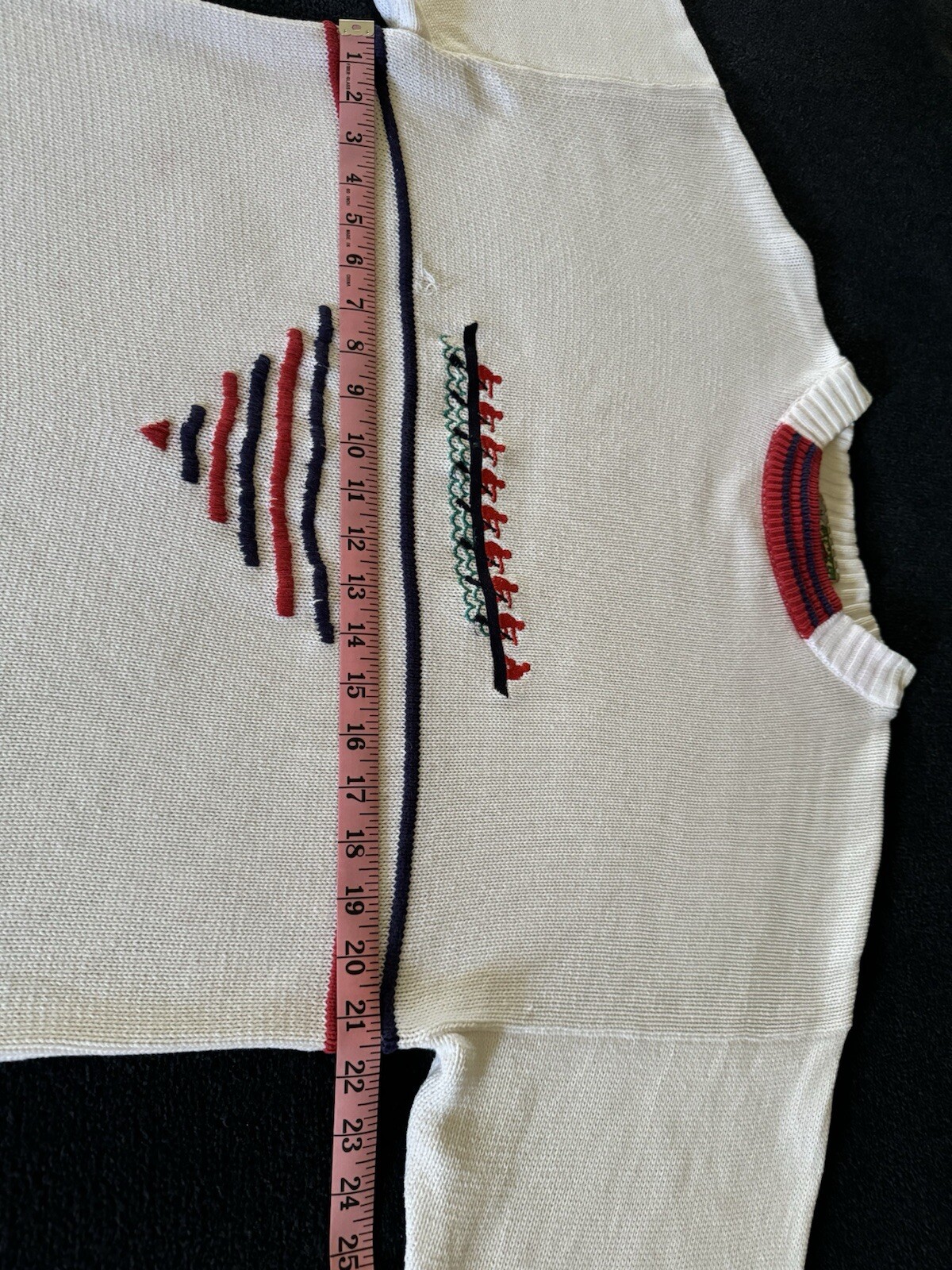 FLAWS Vintage Rowing Boat Knit Sweater Lake Preppy Nautical Summer 4th of July