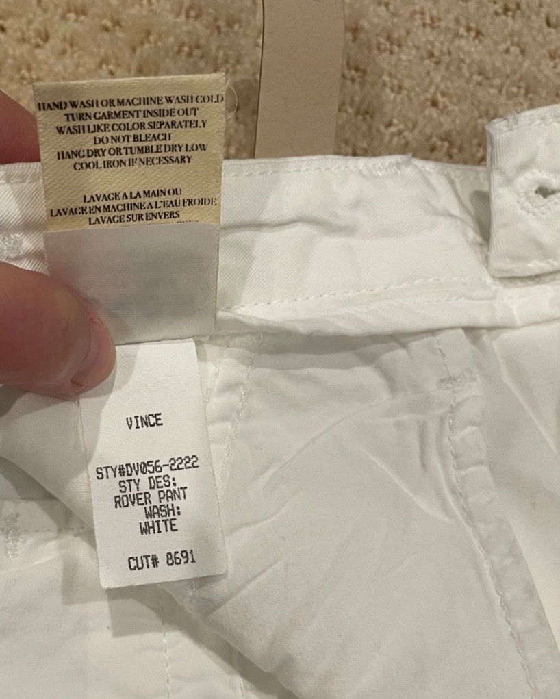 Vince Rover Ankle Trouser White Casual Pants Mens Size 32 NWT MSRP $195