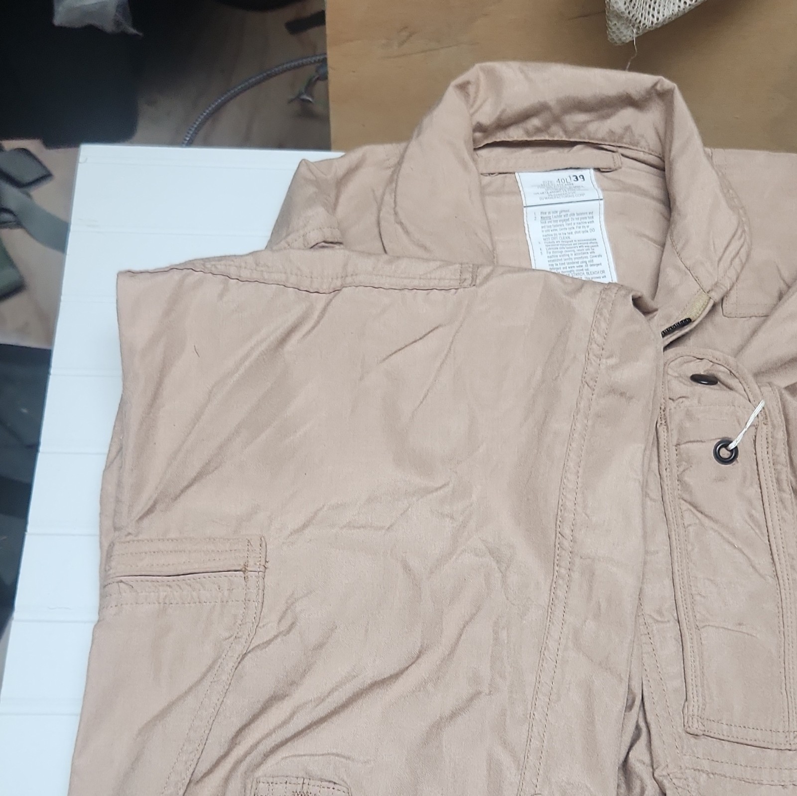 DJ Manufacturing Corp. Fire-Resistant CWU 27/P Flight Suit Coveralls Tan 40L