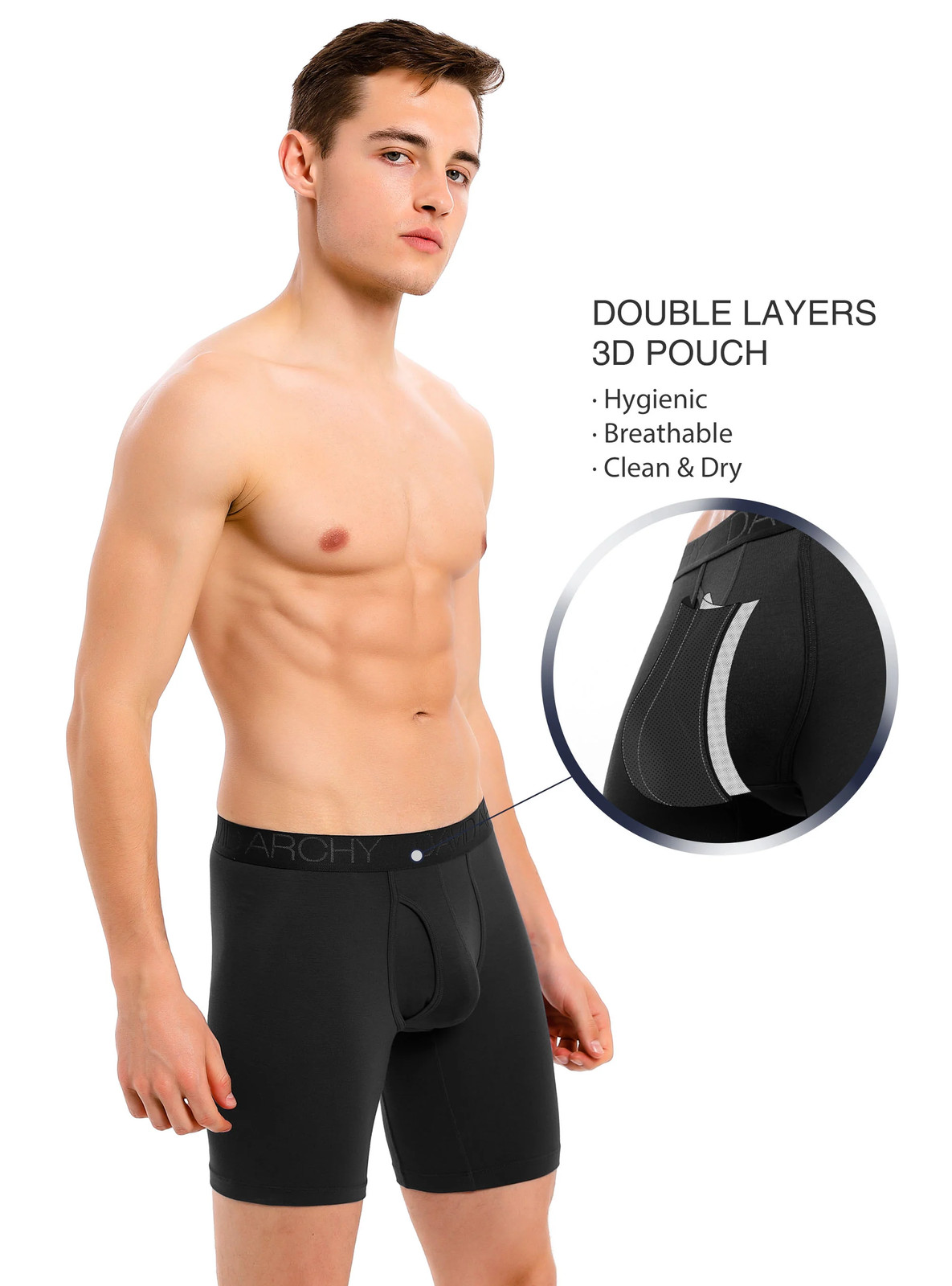 4 Pack Men’s Breathable Bamboo Rayon Boxer Briefs with Fly