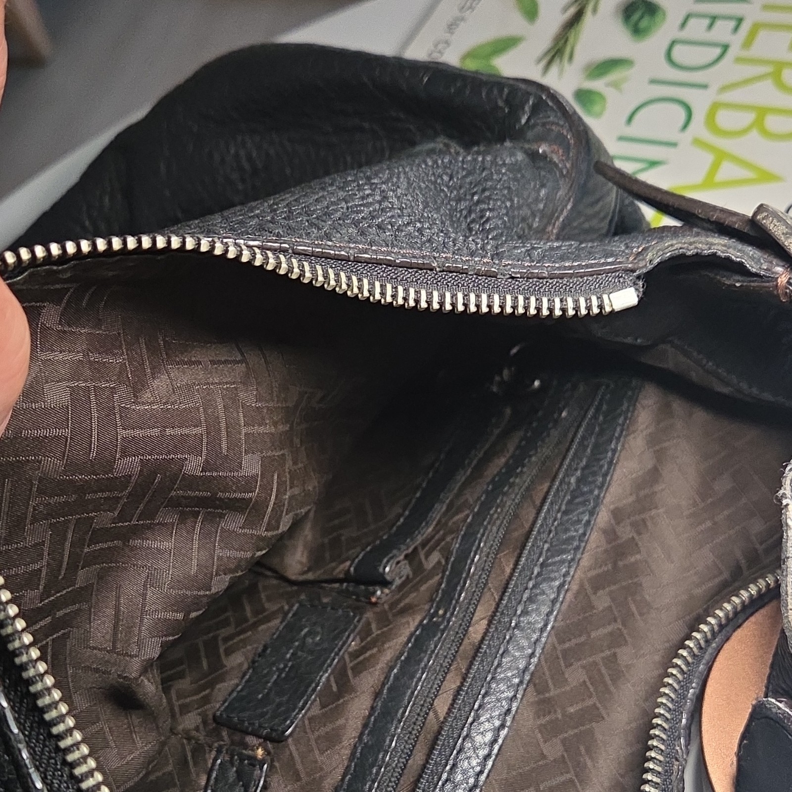 Cole Haan Black Shoulder Bag Zip Top Buckle Accents Adjustable Strap Dust Bag.