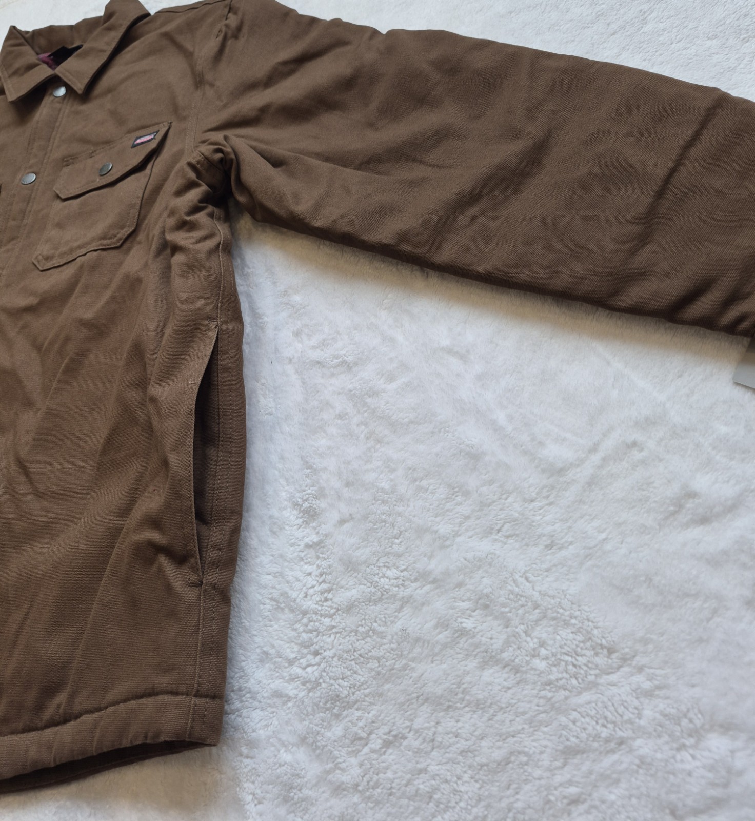 Genuine Dickies Mens XL Brown Canvas Quilted Flannel Lined Shirt Jacket