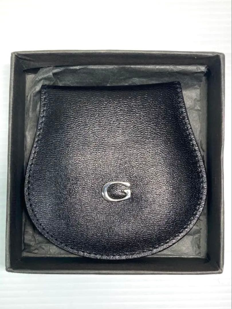Beautiful Item GUCCI G Logo Leather Coin Case Small Item Holder with Box Black