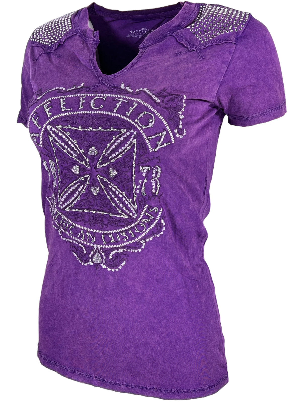 Affliction Women’s T-shirt Death Cross Biker Tattoo