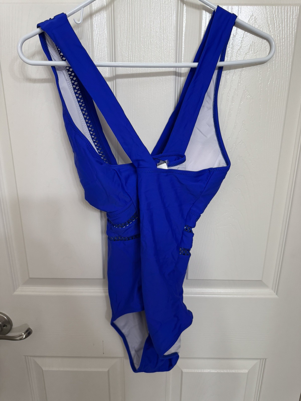 TemptMe Plunge Sexy Hollow Out Monokini Size L Royal Blue One Piece Swimsuit NWT