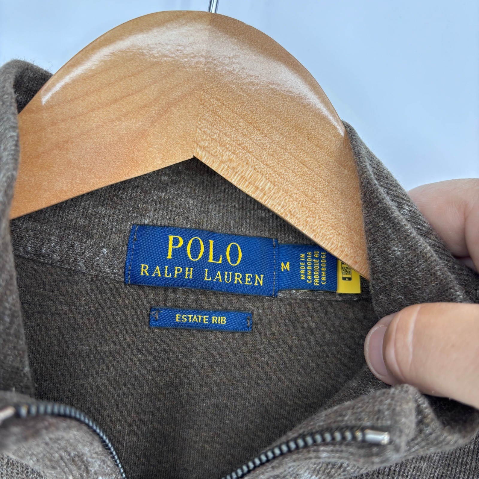 Polo Ralph Lauren 1/4 Zip Sweater Mens M Brown Marled Estate Rib Pullover Preppy