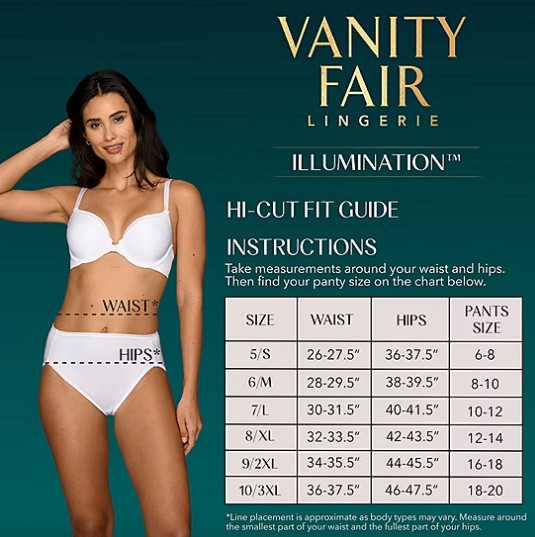 Vanity Fair® Illumination® High Cut Panty – 13108, Sz 7/L Sangria 925416