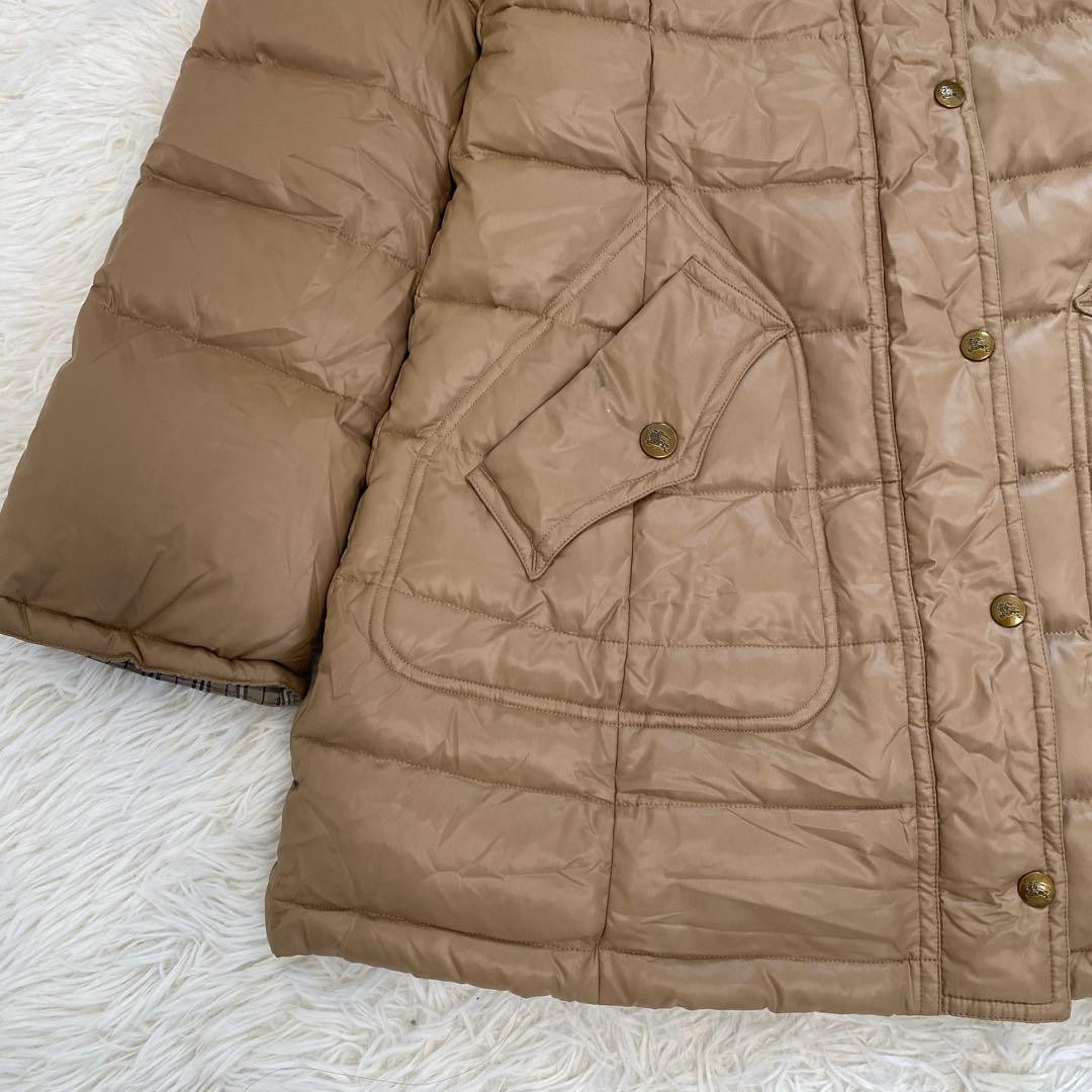 Burberry Blue Label down coat with raccoon Nova check pattern size 38